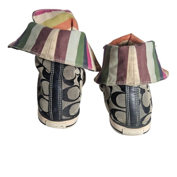 Coach Women’s Bonney High-Top Sneaker Canvas Beige Black 7 Retro Y2K - Picture 9 of 11